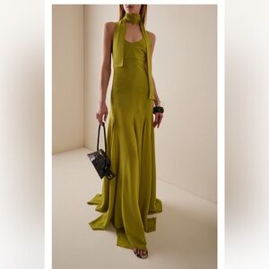 SIEDRES Exclusive Raye Scarf-Detailed Midi Halter Dress